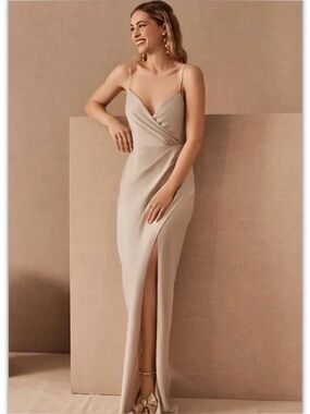 NWT! BHLDN Freya Satin Charmeuse Sleeveless Side Slit Maxi Dress Size 0